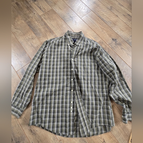Brooks Brothers Men's Large 💯 Cotton  Green Plaid Button Down Shirt - Picture 3 of 9
